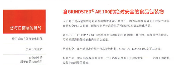 美国杜邦聚丙烯食品包装用无胺抗静电剂GRINDSTED AR100
