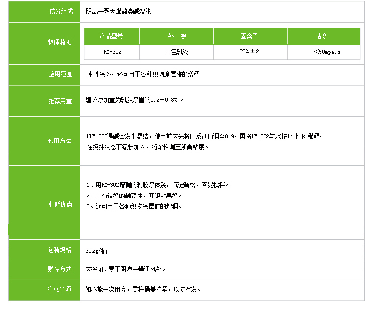 碱溶胀增稠剂HY-302 碱溶胀增稠剂HY-302