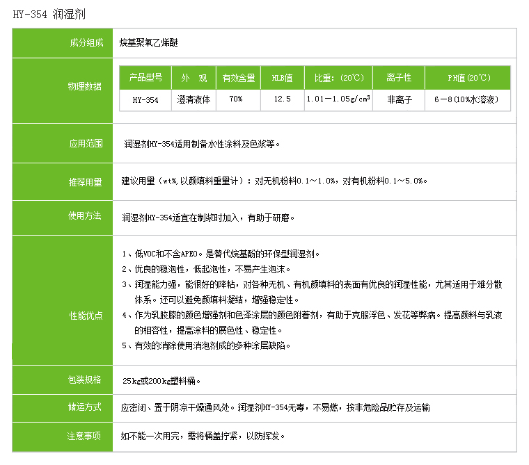 水性涂料润湿剂HY-354
