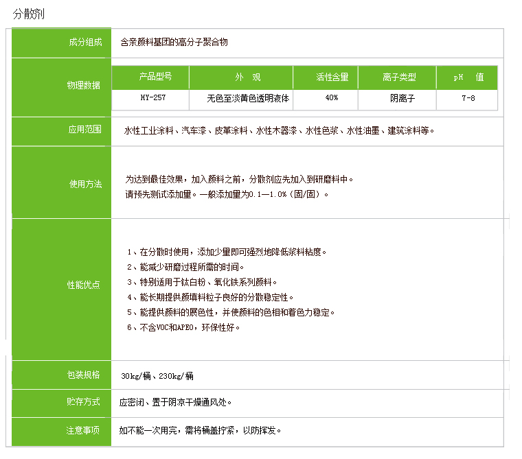 水性工业漆分散剂