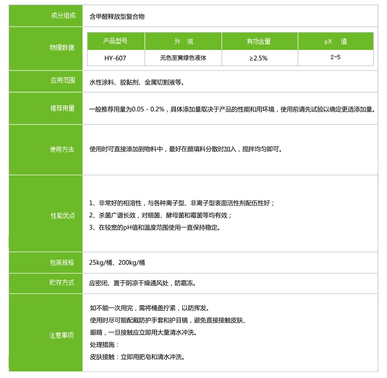 HY-607甲醛缓释型杀菌剂