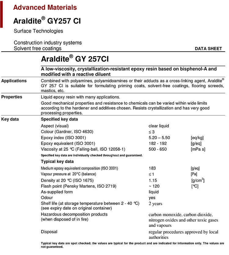 亨斯曼高性能环氧树脂GY 257