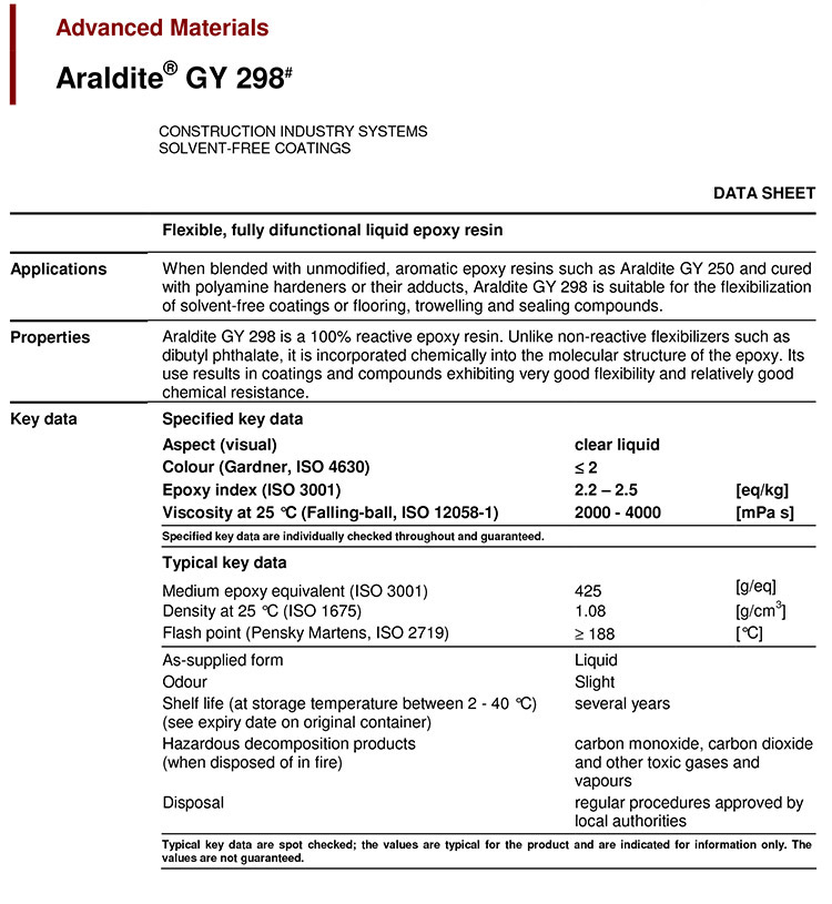亨斯曼高性能环氧树脂GY 298
