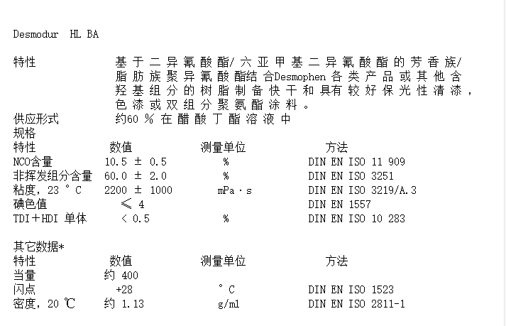 科思创TDI（三聚体）固化剂  Desmodur IL BA