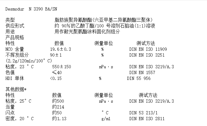 科思创HDI（三聚体）固化剂   Desmodur N 3390 BA SN