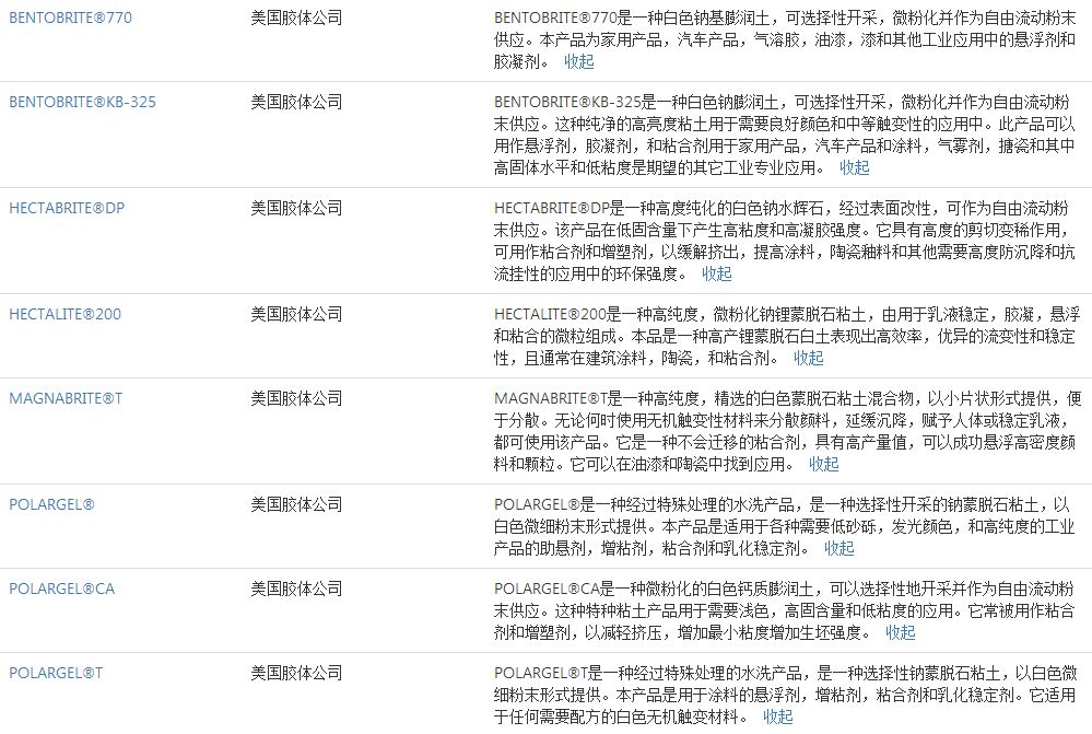 美国胶体公司白色钠基膨润土BENTOBRITE KB-325