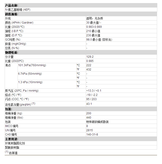 日本东曹N-氨乙基哌嗪 (AEP)