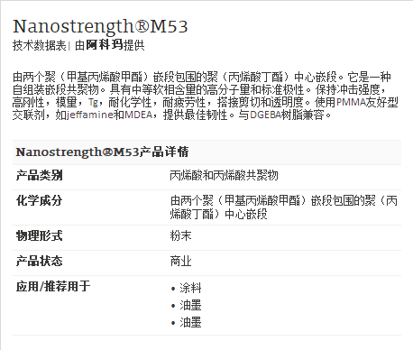 阿科玛丙烯酸聚合物 Nanostrength®M53