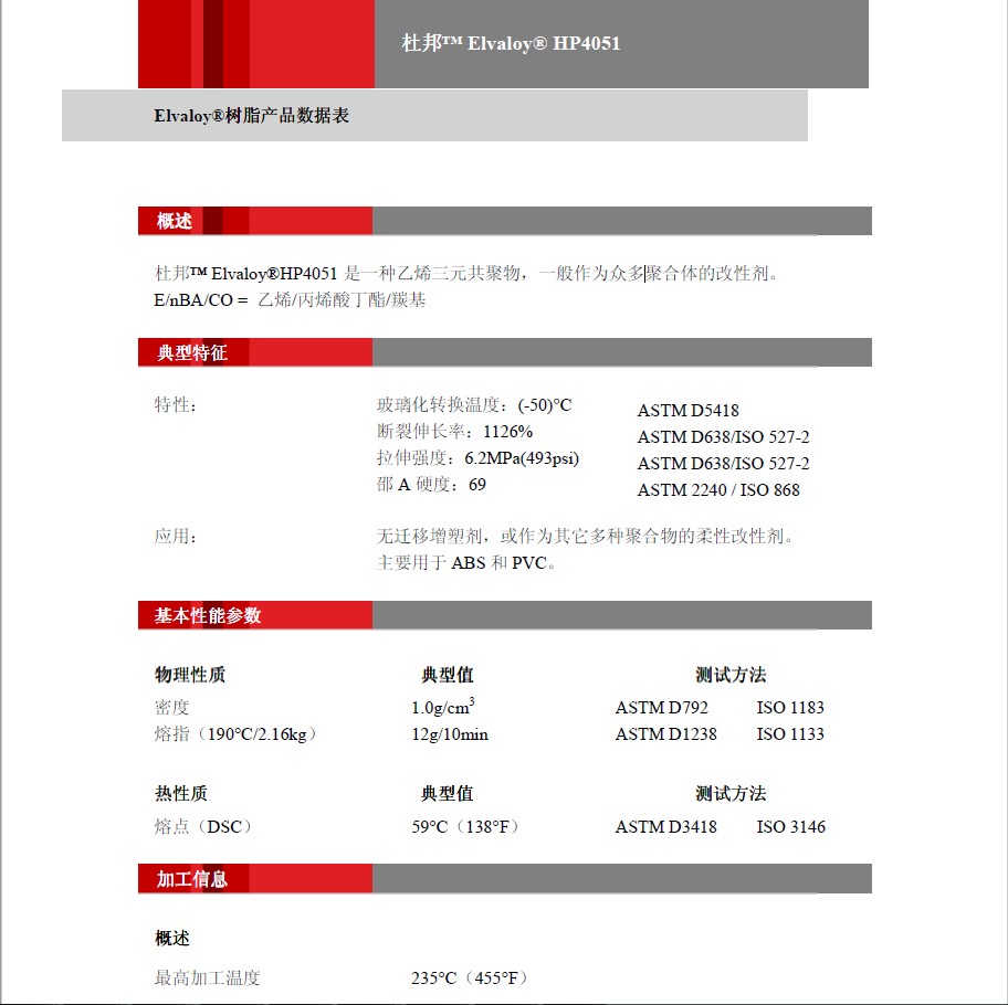 杜邦增韧剂 Elvaloy®HP4051