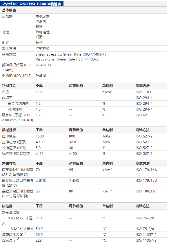 杜邦尼龙树脂 Zytel RS 3261THSL BK041A