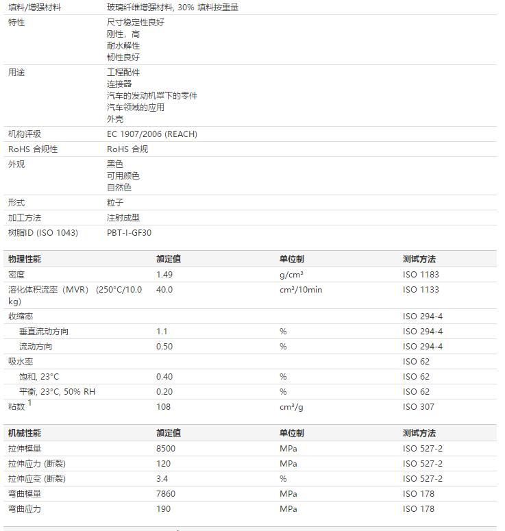 巴斯夫PBT树脂Ultradur B 4330 G6 HR