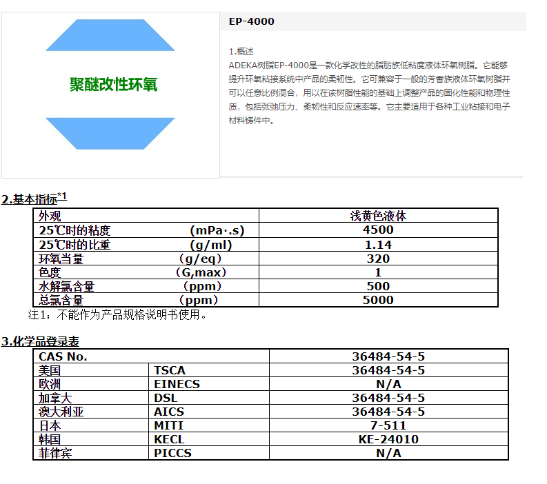 ADEKA树脂EP-4000