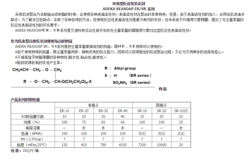 日本艾迪科乳液合成用反应性乳化剂ER-40