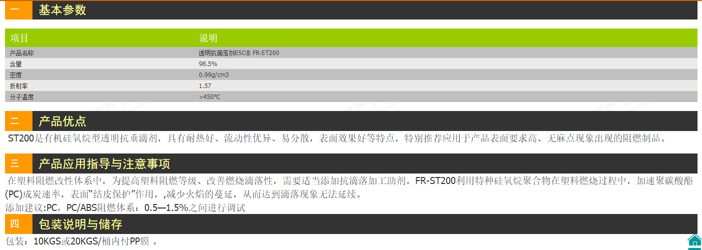 透明抗滴落剂ESC FR-ST200