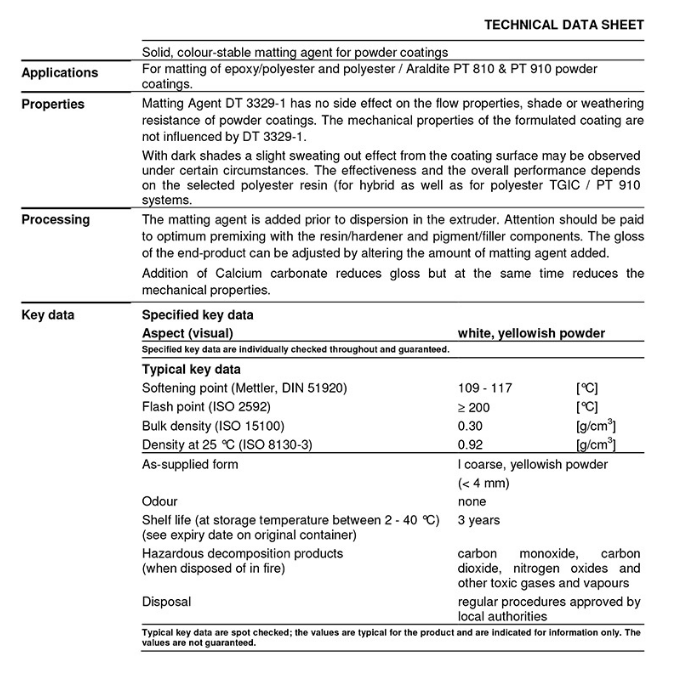 亨斯迈 粉末涂料消光剂 DT 3329-1