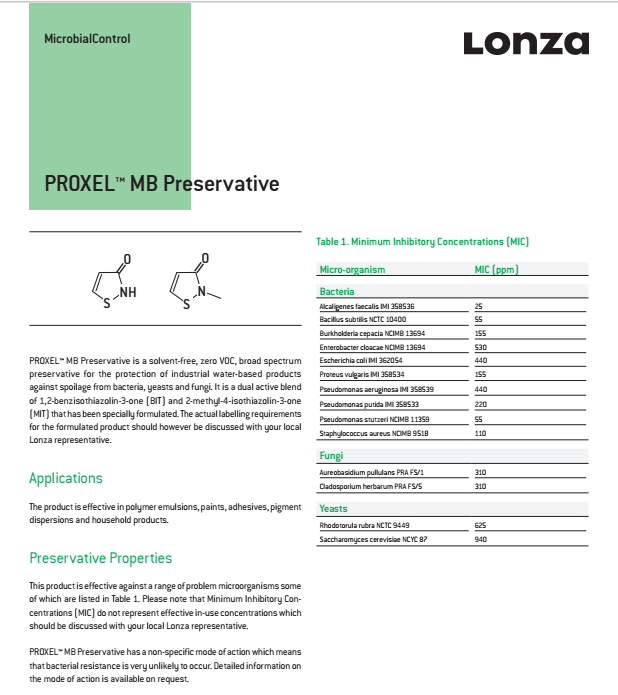 瑞士龙沙杀菌防腐剂 PROXEL MB