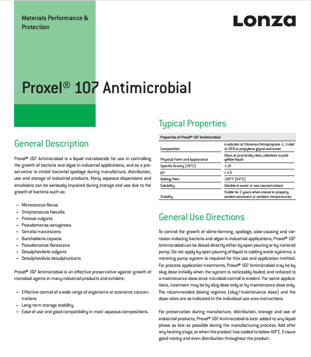 瑞士龙沙杀菌防腐剂 PROXEL 107