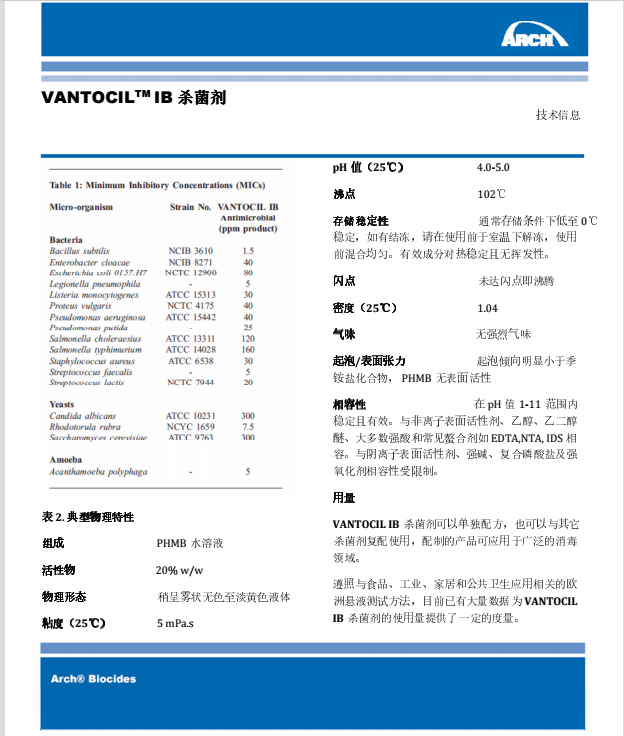 瑞士龙沙杀菌防腐剂 VANTOCIL IB
