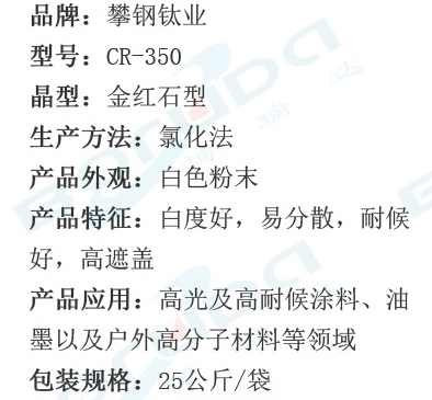 攀钢钛白粉CR350 金红石型氯化法二氧化钛 四川攀钢钛白粉CR350