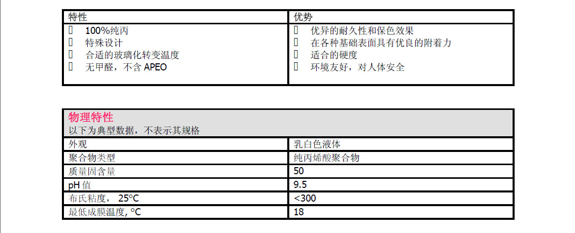陶氏百历摩纯丙乳液PRIMAL™ AC-8349