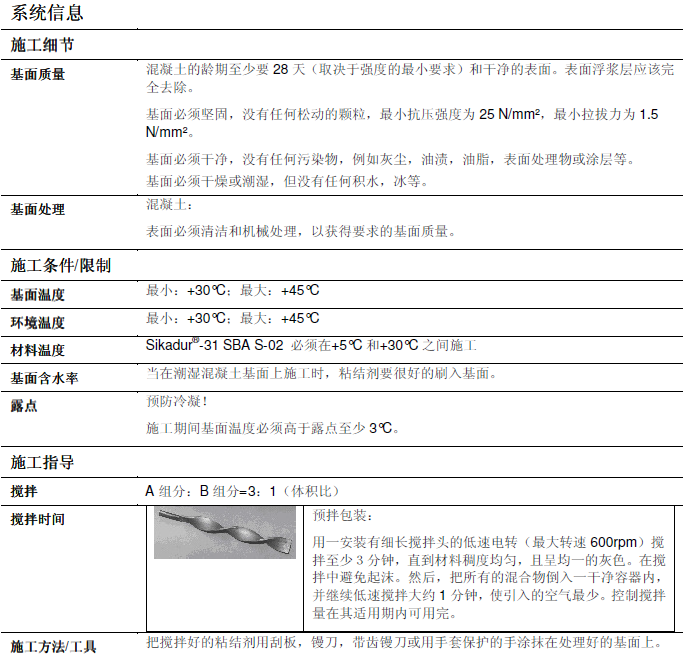 瑞士西卡拼装式桥梁构件粘结剂Sikadur 31 SBA S02