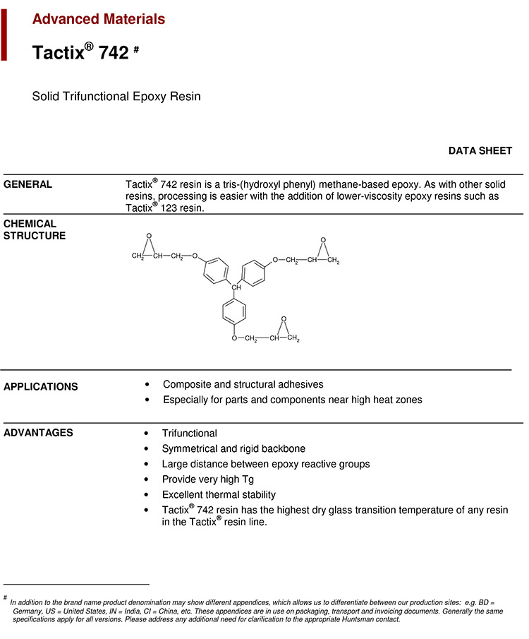 亨斯曼多功能环氧树脂TACTIX 742