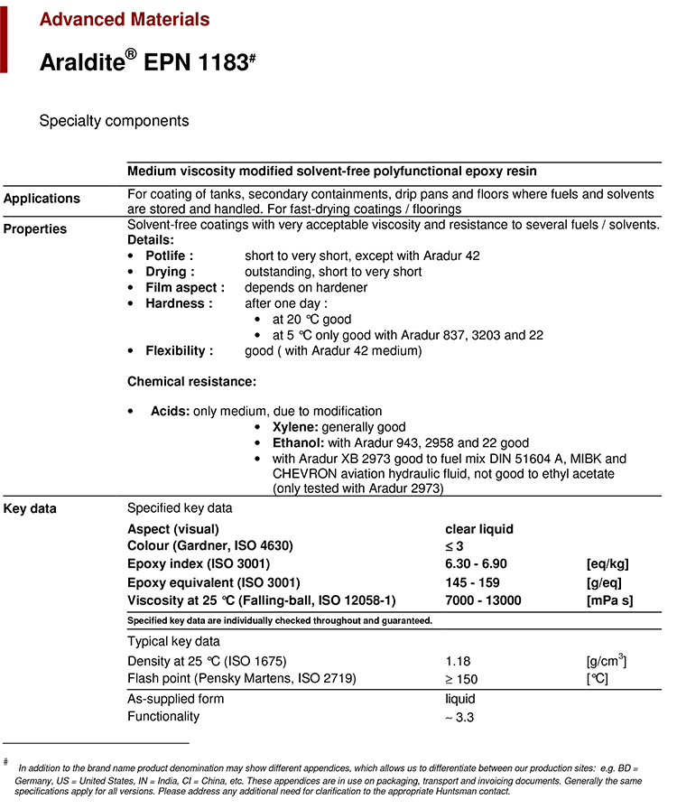 亨斯曼多功能环氧树脂EPN 1183