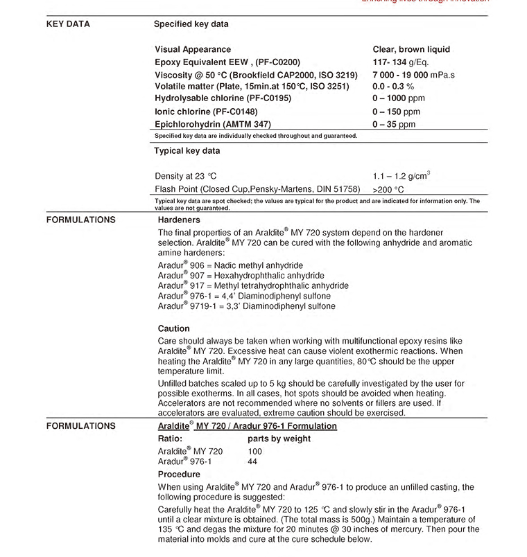亨斯曼多功能环氧树脂Araldite MY 720